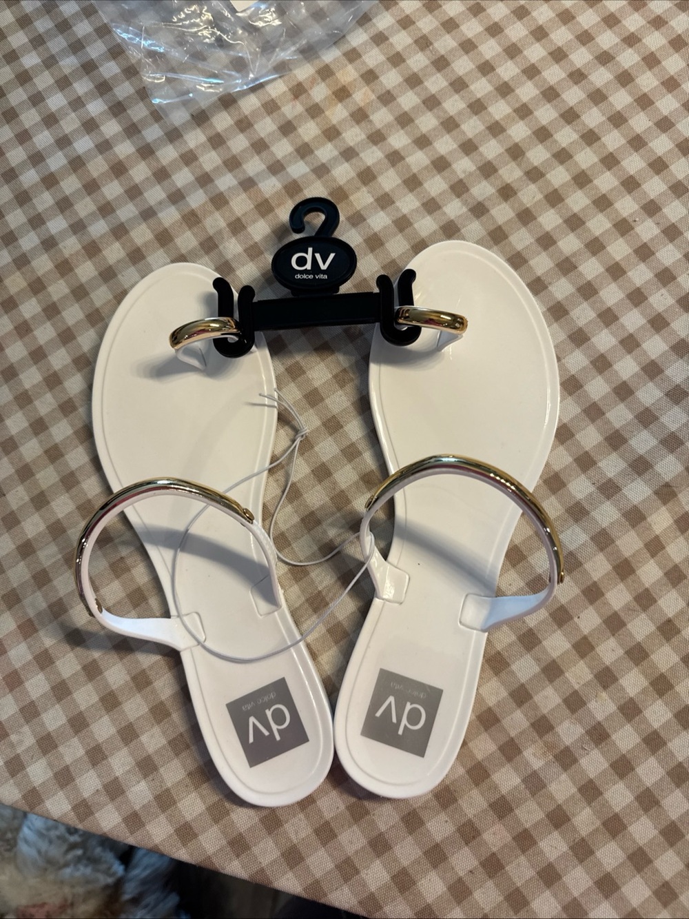 dv Dolce Vita White Sandal with Gold Accent